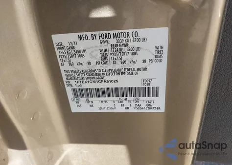 2012 Ford F-150 Xlt from USA, damaged, VIN 1FTEX1CM1CFA61025